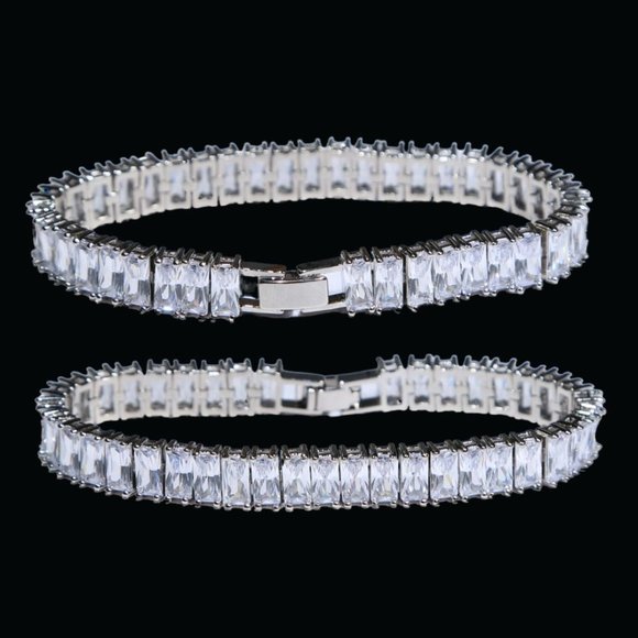 8MM Bling Baguette Diamond Clean Cut Bracelet - Picture 1 of 6